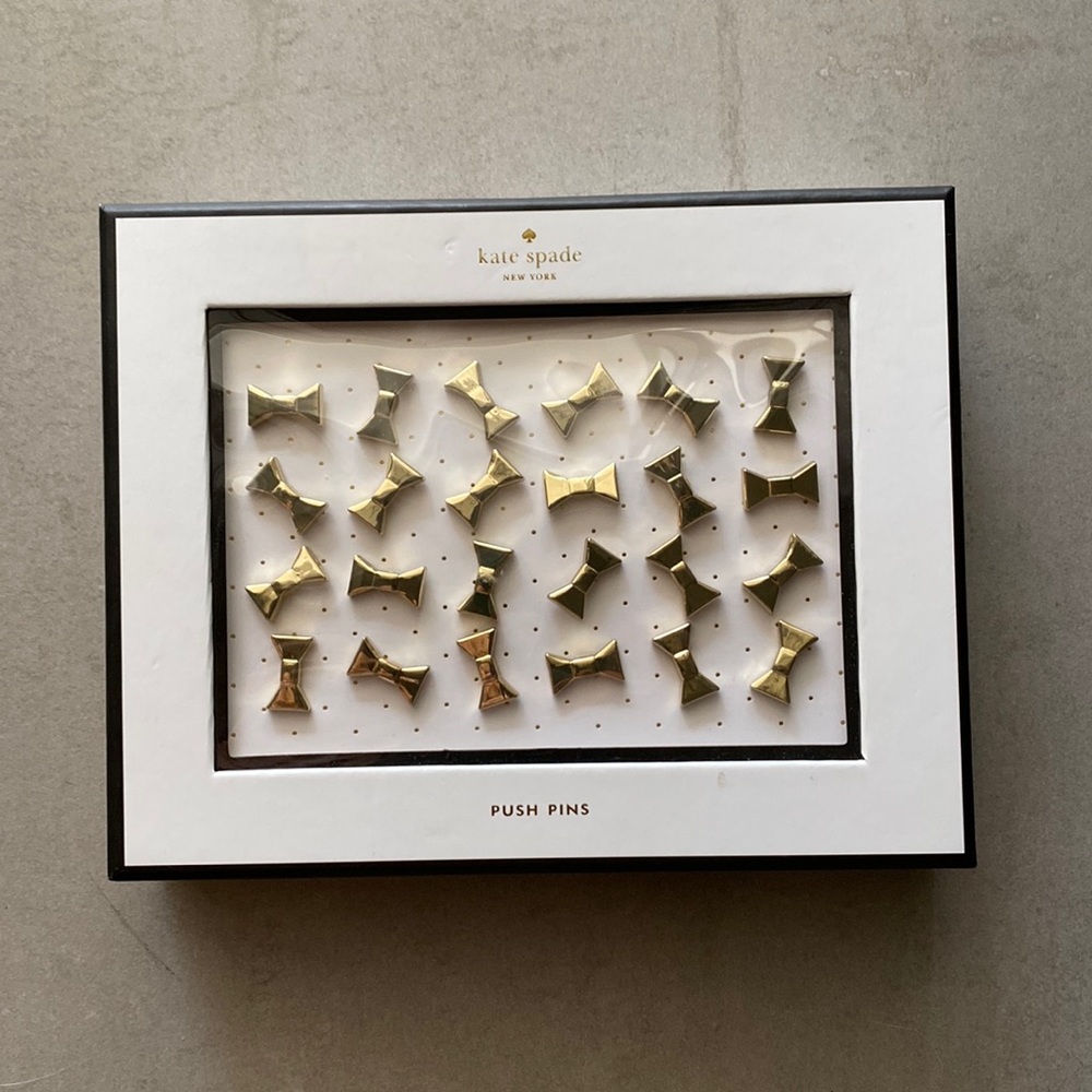 Kate Spade gold bow push pins set of 24